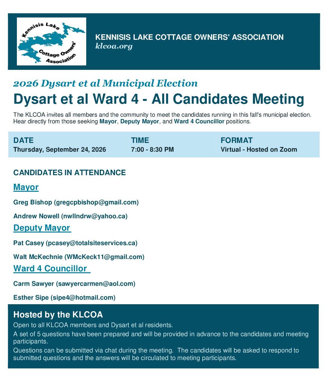 KLCOA Hosted All Candidates Meeting
